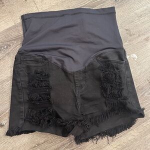Pink blush black maternity shorts